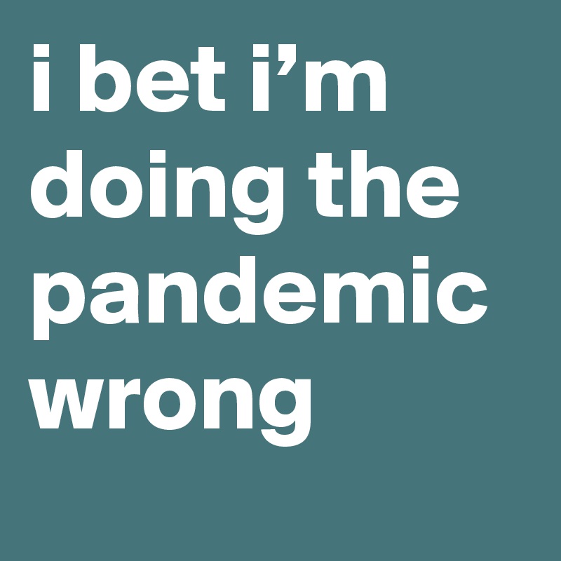 i bet i’m doing the pandemic wrong