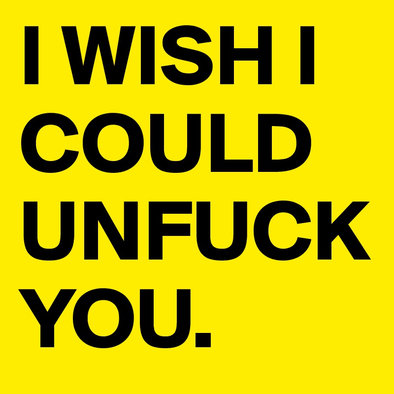 I WISH I COULD UNFUCK YOU.