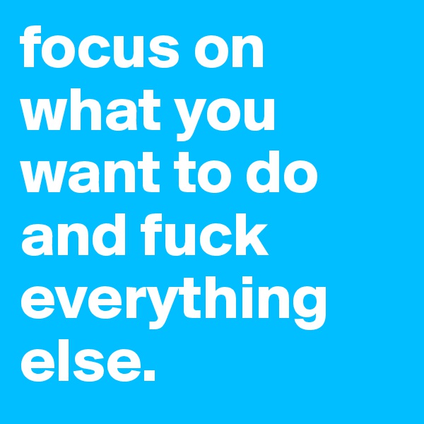 focus on what you want to do and fuck everything else.