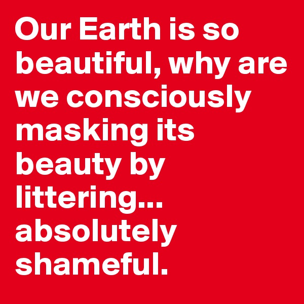 Our Earth is so beautiful, why are we consciously masking its beauty by littering... 
absolutely shameful.