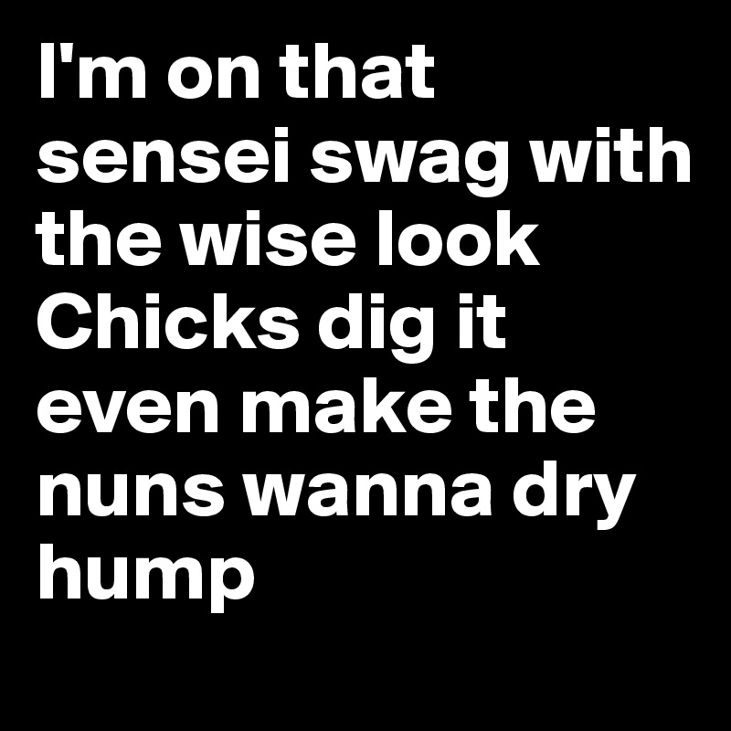 I'm on that sensei swag with the wise look
Chicks dig it even make the nuns wanna dry hump 