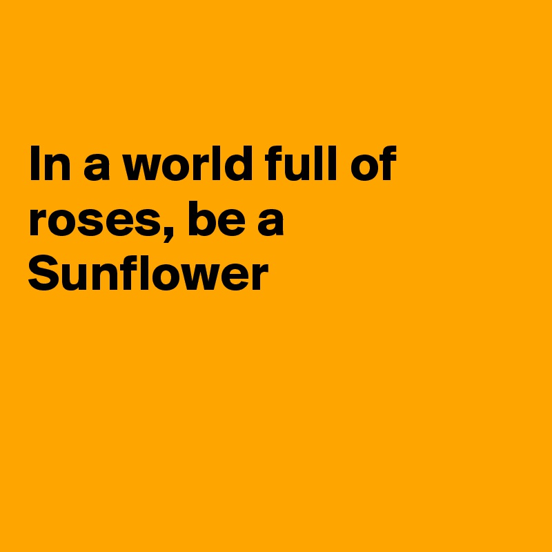 

In a world full of roses, be a Sunflower



