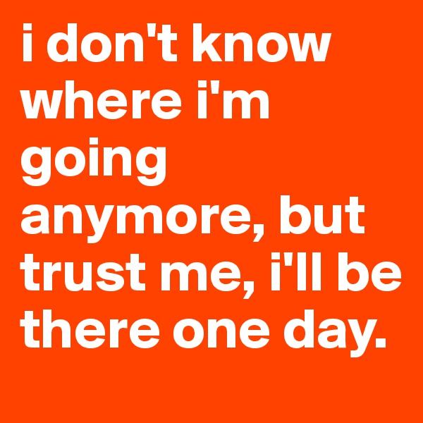 i don't know where i'm going anymore, but trust me, i'll be there one day.
