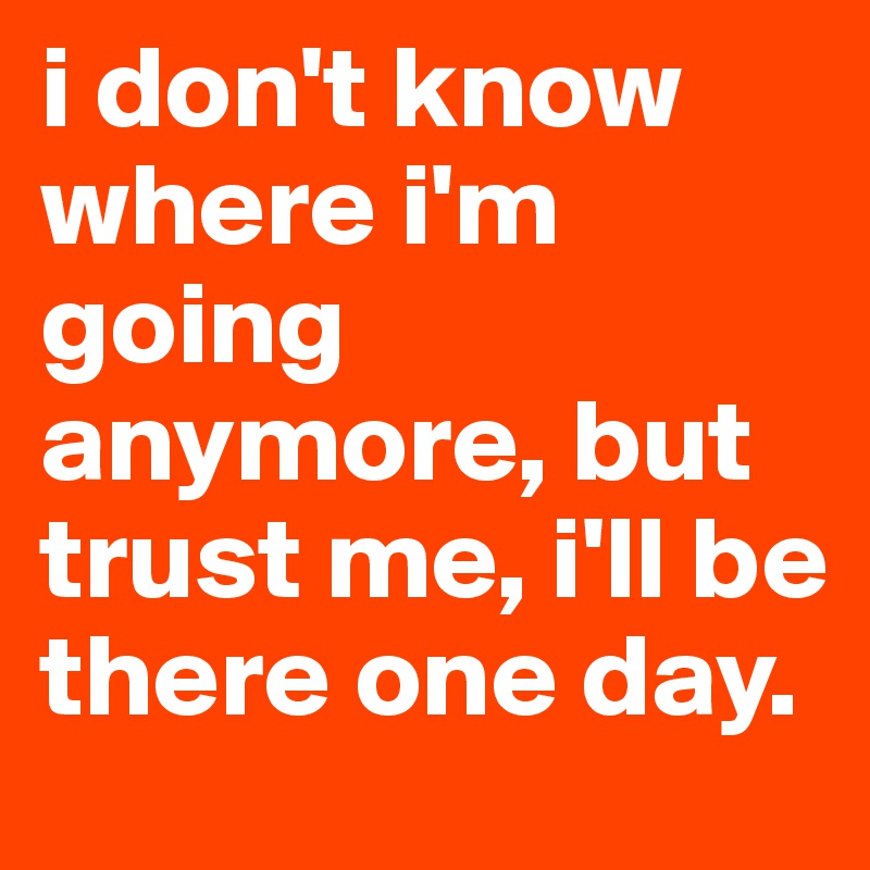 i don't know where i'm going anymore, but trust me, i'll be there one day.