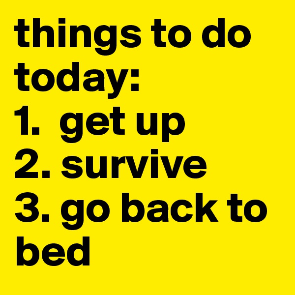 things to do today:
1.  get up
2. survive
3. go back to       bed