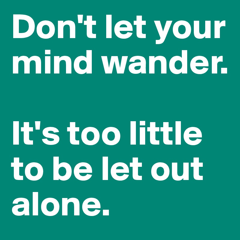 Don't let your mind wander. 

It's too little to be let out alone.