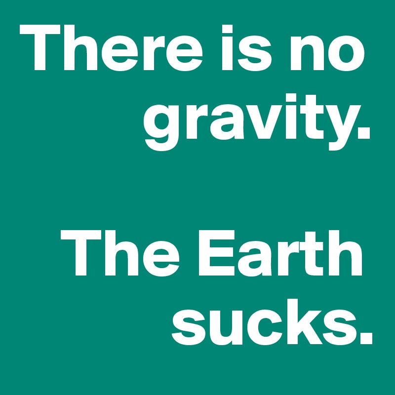 There is no 
         gravity.

   The Earth 
           sucks.