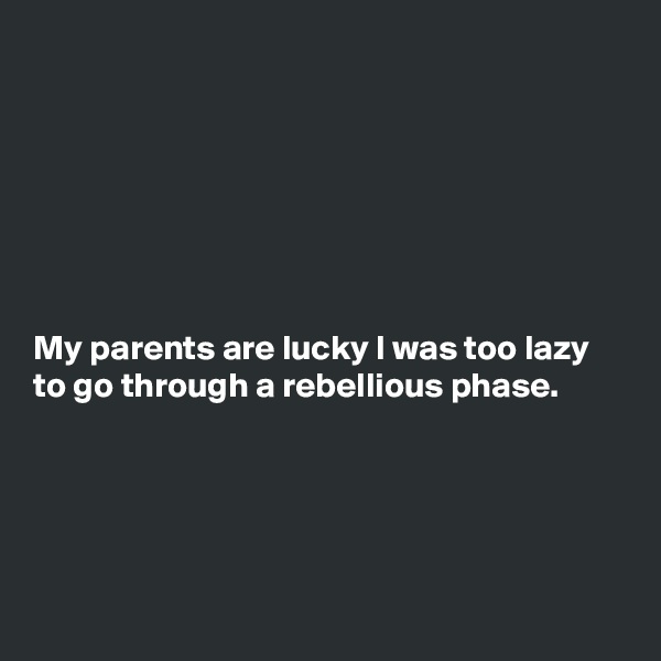 







My parents are lucky I was too lazy to go through a rebellious phase.





