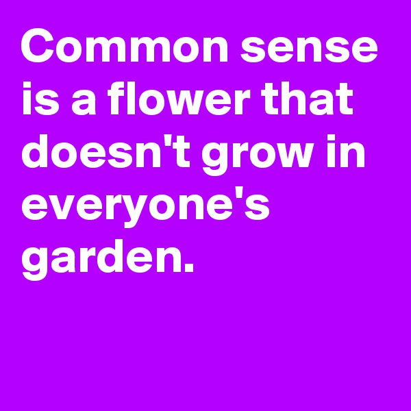 Common sense is a flower that doesn't grow in everyone's garden.
