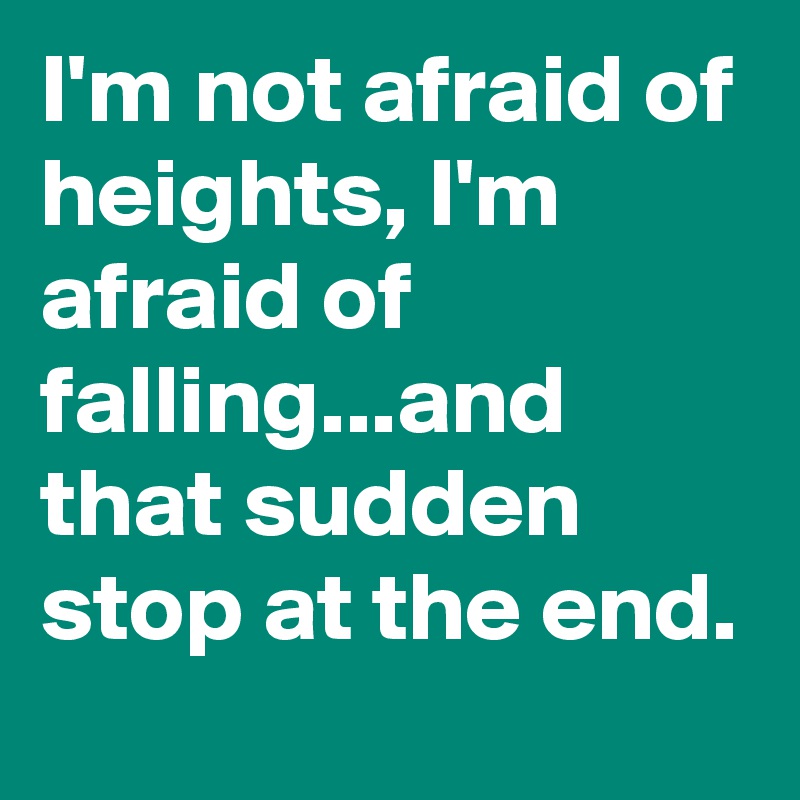 I'm not afraid of heights, I'm afraid of falling...and that sudden stop at the end.