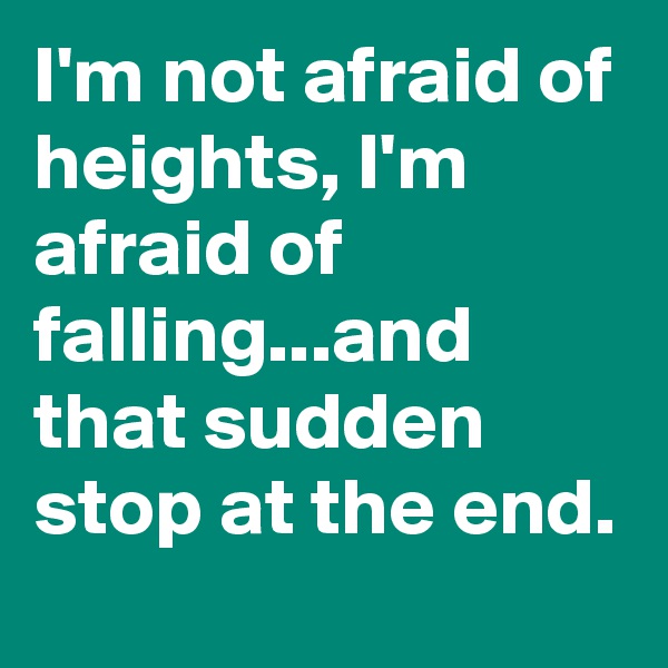 I'm not afraid of heights, I'm afraid of falling...and that sudden stop at the end.