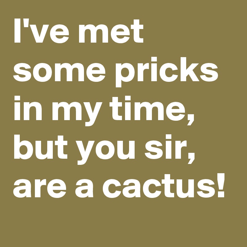 I've met some pricks in my time, but you sir, are a cactus!