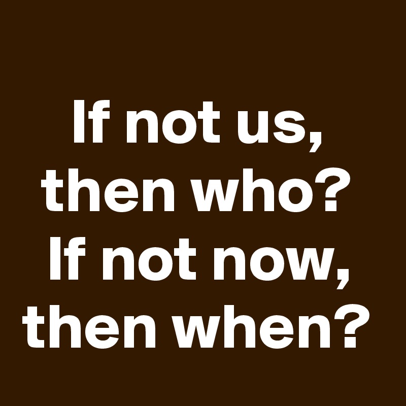If not us then who if not now then when post by schnudelhupf on