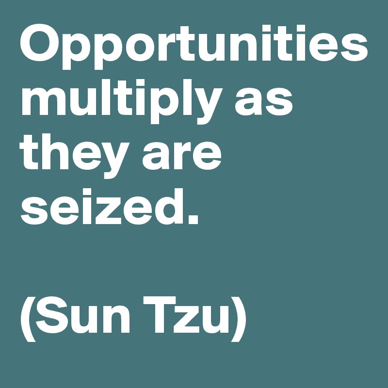 Opportunities 
multiply as they are seized. 

(Sun Tzu)