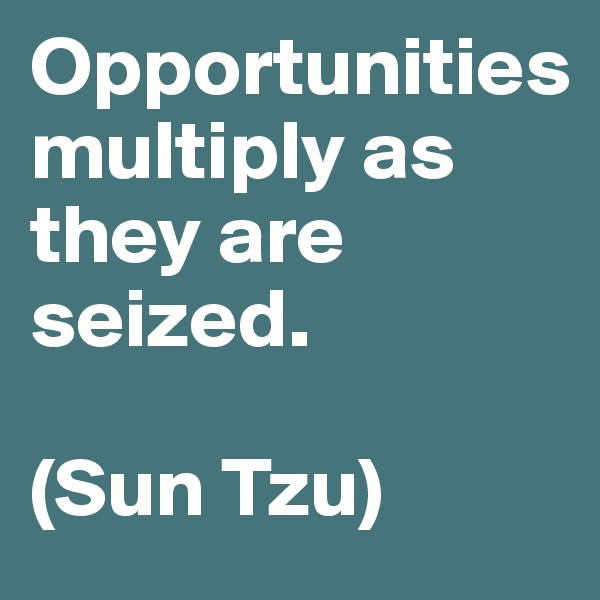 Opportunities 
multiply as they are seized. 

(Sun Tzu)