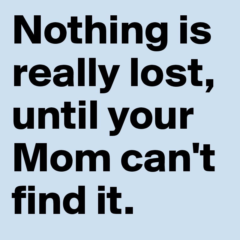 Nothing is really lost, until your Mom can't find it.
