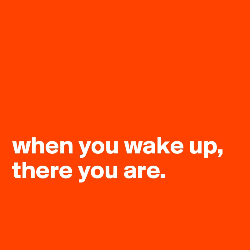 




when you wake up, there you are.

