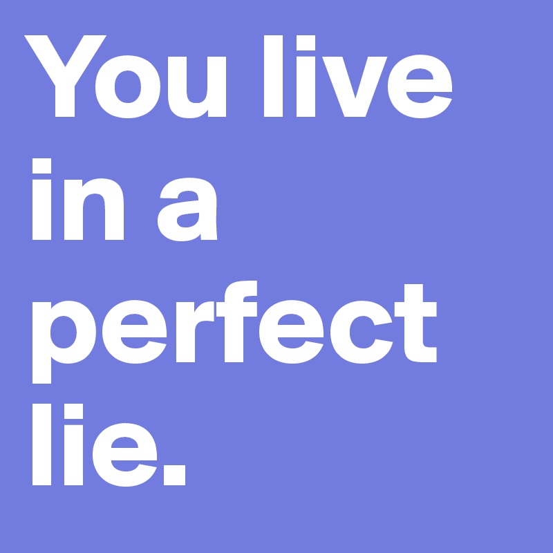 You live in a perfect lie.
