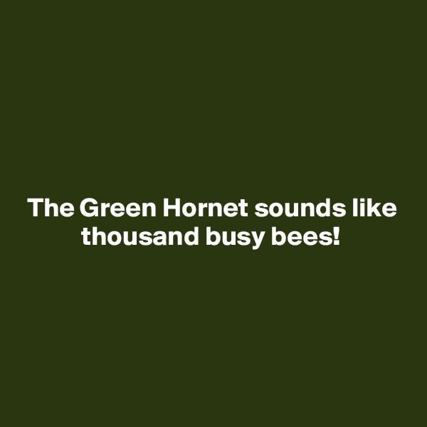 





 The Green Hornet sounds like
           thousand busy bees!




