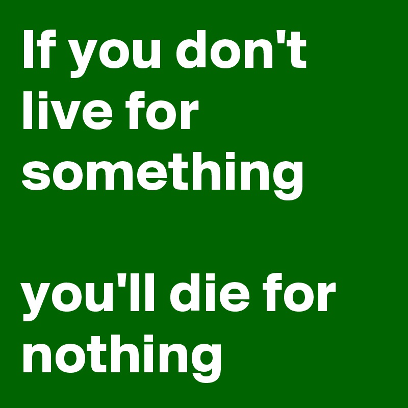 If you don't live for something 

you'll die for nothing