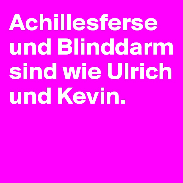 Achillesferse und Blinddarm sind wie Ulrich und Kevin.

