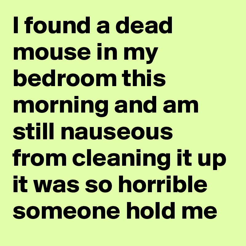 I Found A Dead Mouse In My Bedroom This Morning And Am Still Nauseous From Cleaning It Up It Was So Horrible Someone Hold Me Post By Danaschwartz On Boldomatic