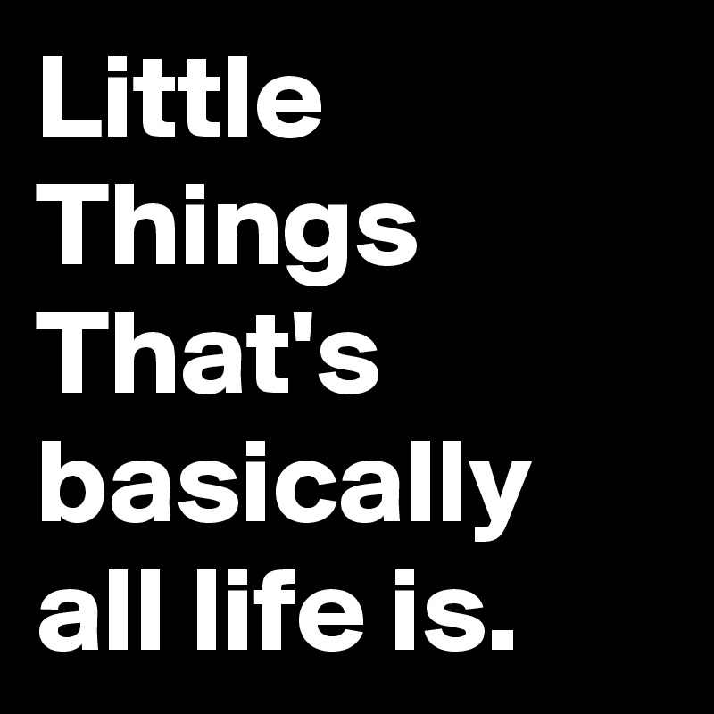 Little Things That's basically all life is.