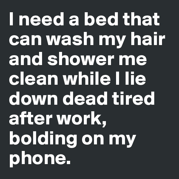 I need a bed that can wash my hair and shower me clean while I lie down dead tired after work, bolding on my phone.