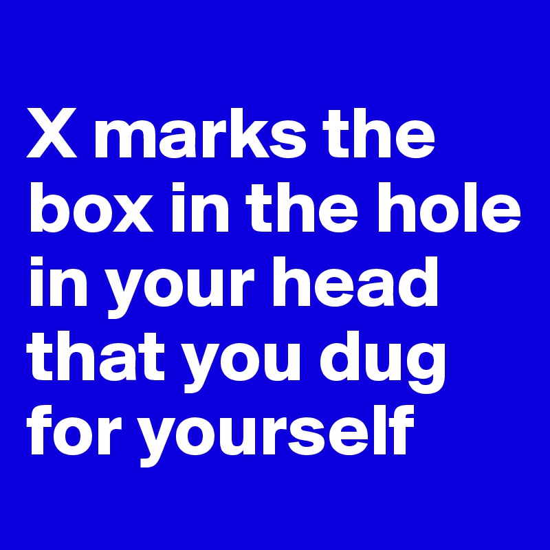 
X marks the box in the hole in your head that you dug for yourself