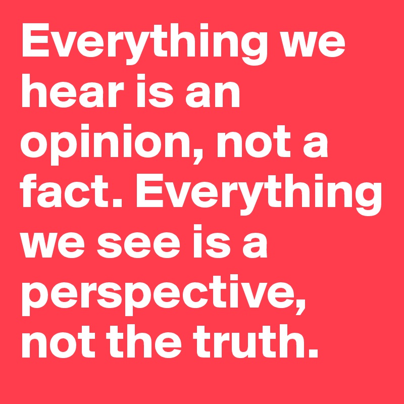 Everything we hear is an opinion, not a fact. Everything we see is a perspective, not the truth. 