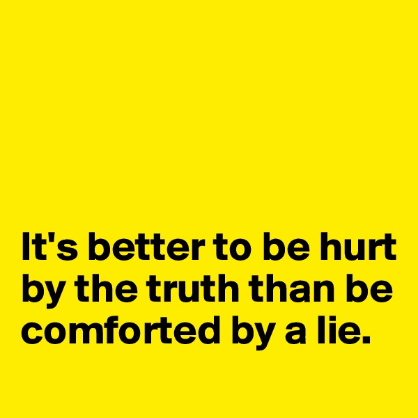 




It's better to be hurt by the truth than be comforted by a lie. 
