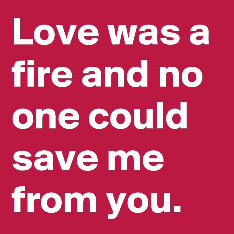 Love was a fire and no one could save me from you.