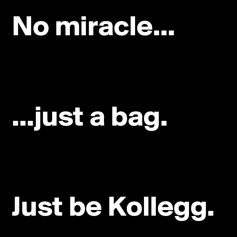 No miracle...


...just a bag.


Just be Kollegg.