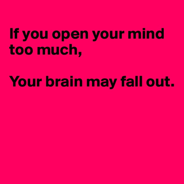 
If you open your mind too much,

Your brain may fall out.




