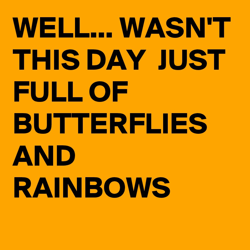 WELL... WASN'T THIS DAY  JUST FULL OF BUTTERFLIES AND RAINBOWS 
