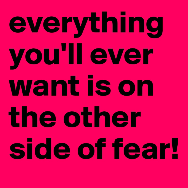 everything you'll ever want is on the other side of fear!