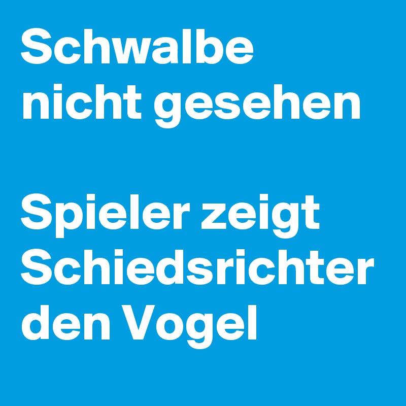 Schwalbe nicht gesehen 

Spieler zeigt Schiedsrichter den Vogel