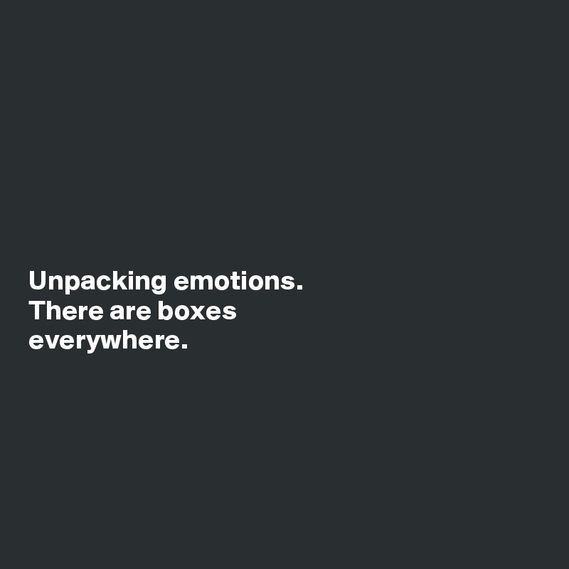 







Unpacking emotions. 
There are boxes 
everywhere. 





