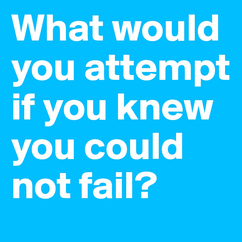 What would you attempt if you knew you could not fail?