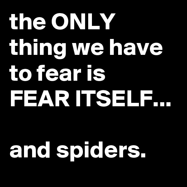 the ONLY thing we have to fear is 
FEAR ITSELF...

and spiders.
