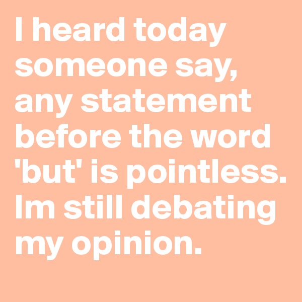 I heard today someone say, any statement before the word 'but' is pointless. Im still debating my opinion. 