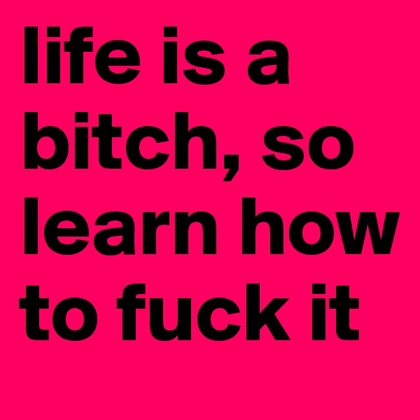 life is a bitch, so learn how to fuck it