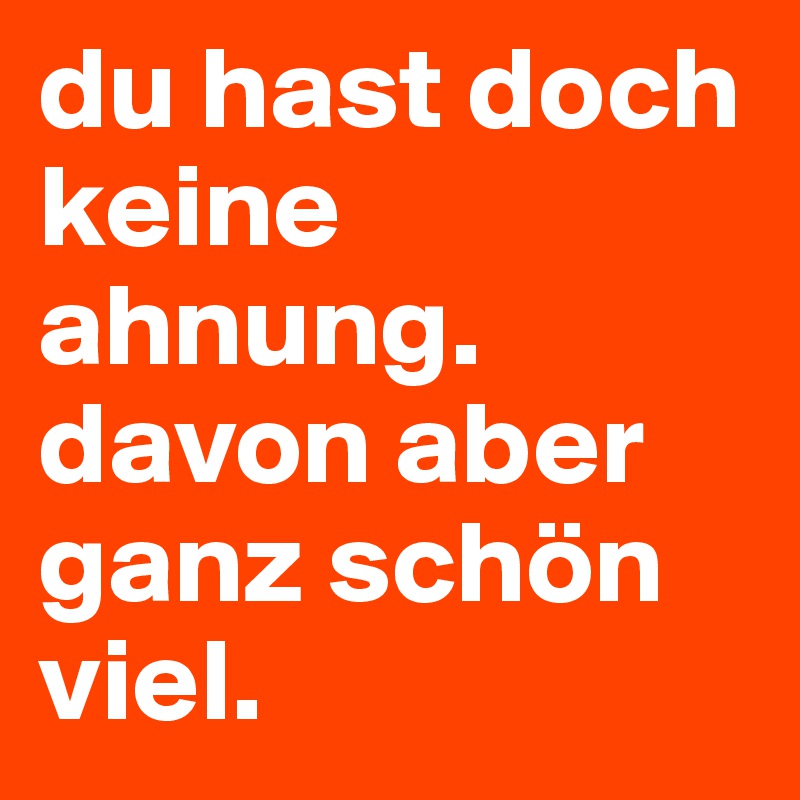 du hast doch keine ahnung. davon aber ganz schön viel. 