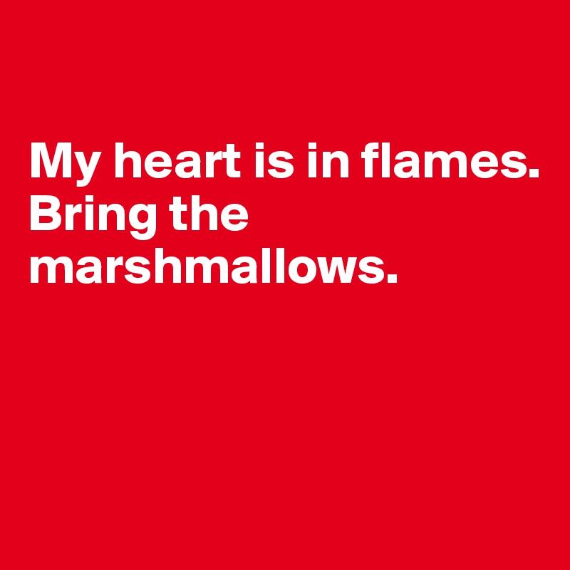 

My heart is in flames. 
Bring the marshmallows.



