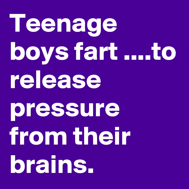 Teenage boys fart ....to release pressure  from their brains.