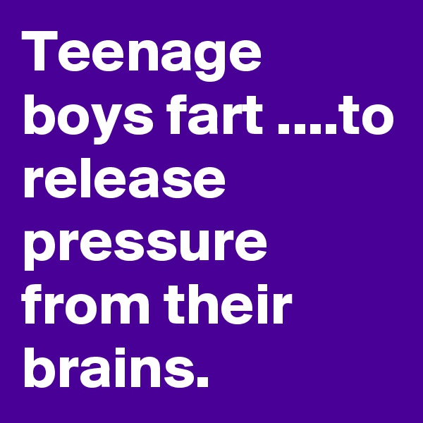 Teenage boys fart ....to release pressure  from their brains.