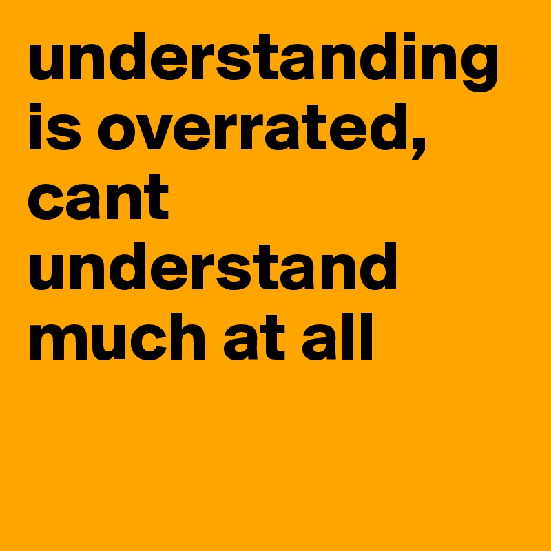 understanding is overrated, cant understand much at all

