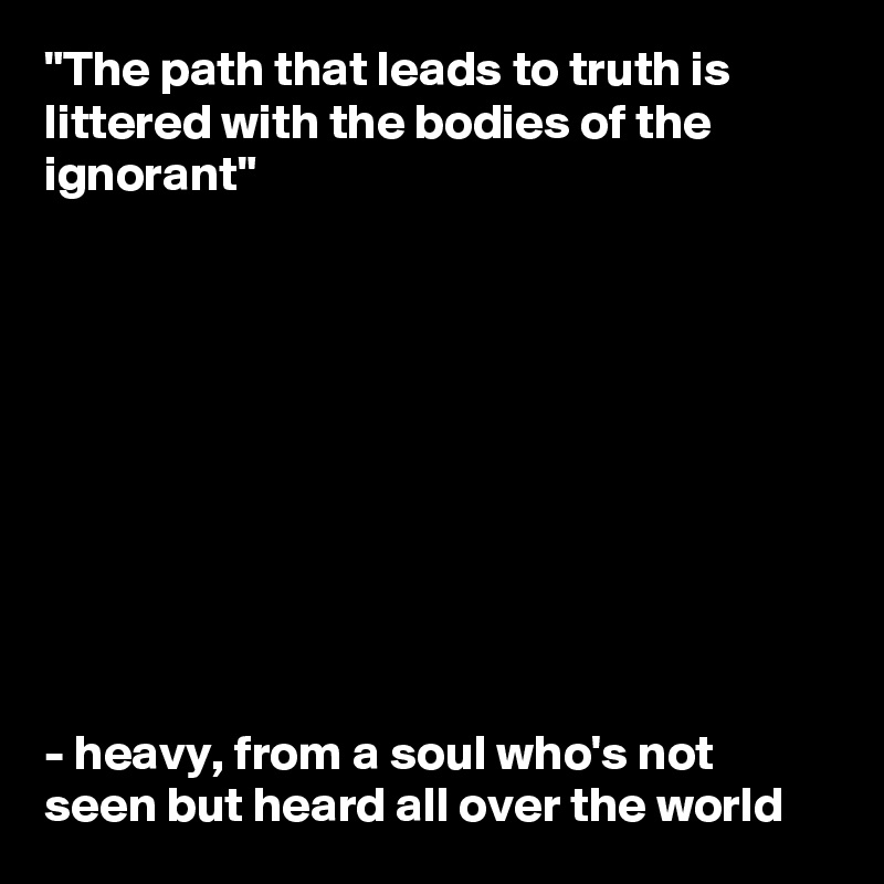 "The path that leads to truth is littered with the bodies of the ignorant"










- heavy, from a soul who's not seen but heard all over the world