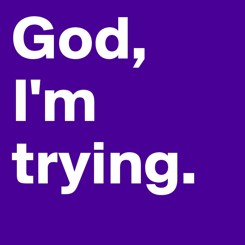 God, I'm trying.