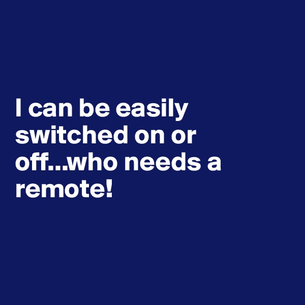


I can be easily switched on or off...who needs a remote! 


